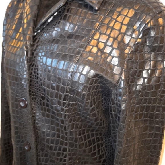 Selene Sport Womens Size 8 Black Reptile Print Lightweight Coat Jacket GOTH CITY - Picture 1 of 9